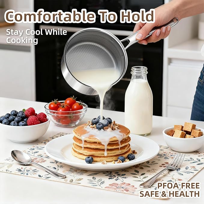 Yoehka 14-Piece Hybrid Stainless Steel Cookware Set Non-Stick Pots and Pans Set with 3 Silicone Trivets | Induction Compatible Frying Pans Saucepans Saute Pan &amp Stock Pot | Oven Dishwasher Safe