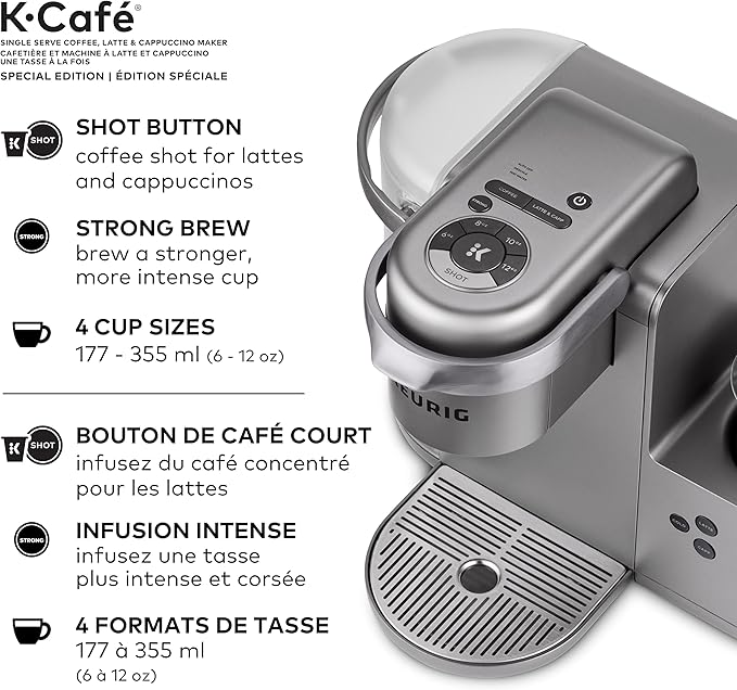 Keurig K-Café Special Edition Single Serve K-Cup Pod Coffee Latte and Cappuccino Maker with Milk Frother for Speciality Beverages Grey Keurig COFFEE_MAKER