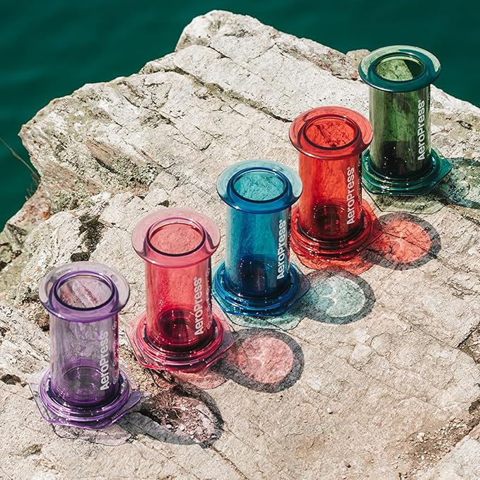 AeroPress Clear Pink Coffee Press - All-in-One French Press Pour-Over &amp Espresso Style Manual Brewer 2 Min Brew for Less Bitterness More Flavor Small Portable Coffee Maker Travel &amp Campin