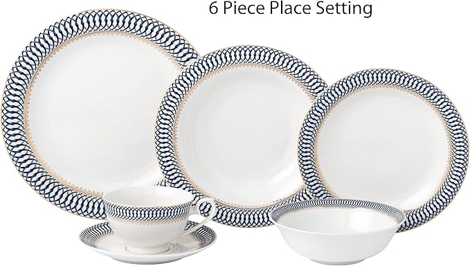 24 Piece Dinnerware Set-Bone China Service for 4 by Lorren Home Trends