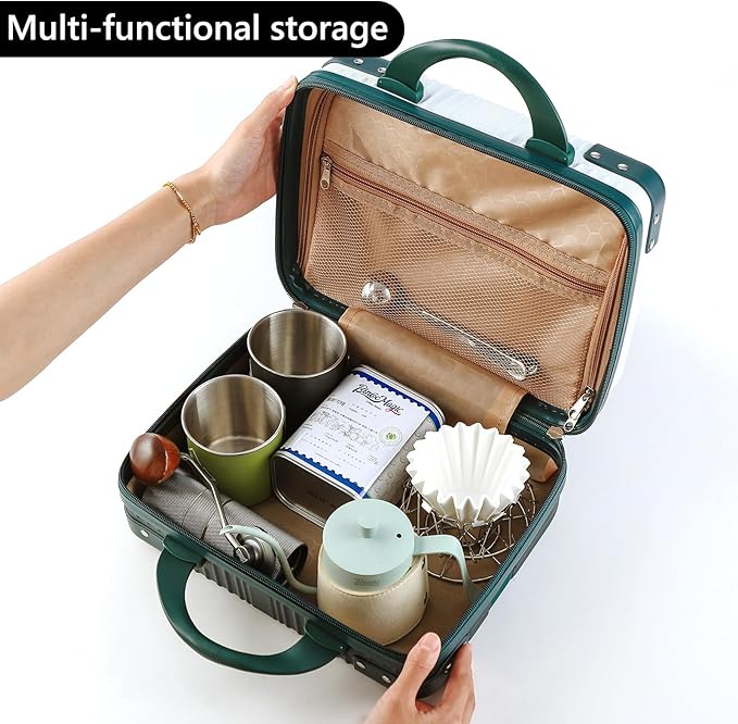 Bincoo Coffee Maker Travel Case for Barista Espresso Machine Travel Case Waterproof-Coffee Maker Storage Box with Comfortable Hand Hold Belt Suitable for Travelling Office Camping (White and green)