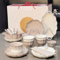 Dinnerware Set for 6 People - 27 Pieces - 12.5in Dinner Plate 8.5in Dessert Plate 350ml Pasta Bowl - White Flesh Color - 26 Piece Set (White 26 piece set)
