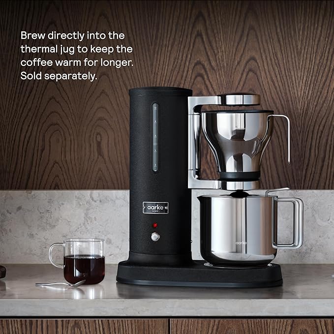 aarke Coffee Maker - Electric Drip Brewer with Automatic Drip-Stop Glass Carafe Brews Full Pot in Under 6 Minutes SCA certified Matte Black