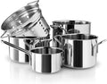 Eva Trio | Stainless Steel 5pcs. Cookware set 1.1 l 2.2 l 3.6 l 4.8 l &amp pasta insert | Complete set of pots and included pasta insert to meet all your everyday cooking needs