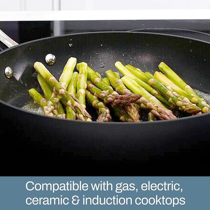 All-Clad HA1 Hard Anodized Nonstick Cookware Set 10 Piece Induction Oven Broiler Safe 500F Lid Safe 350F Pots and Pans Black