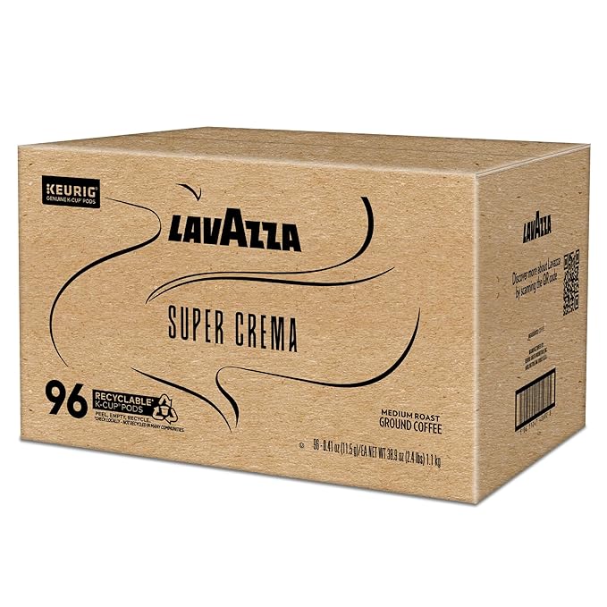 Lavazza Super Crema Single Serve Keurig® K-Cup® Pods Medium Espresso Roast Coffee 1 Box 96 Count