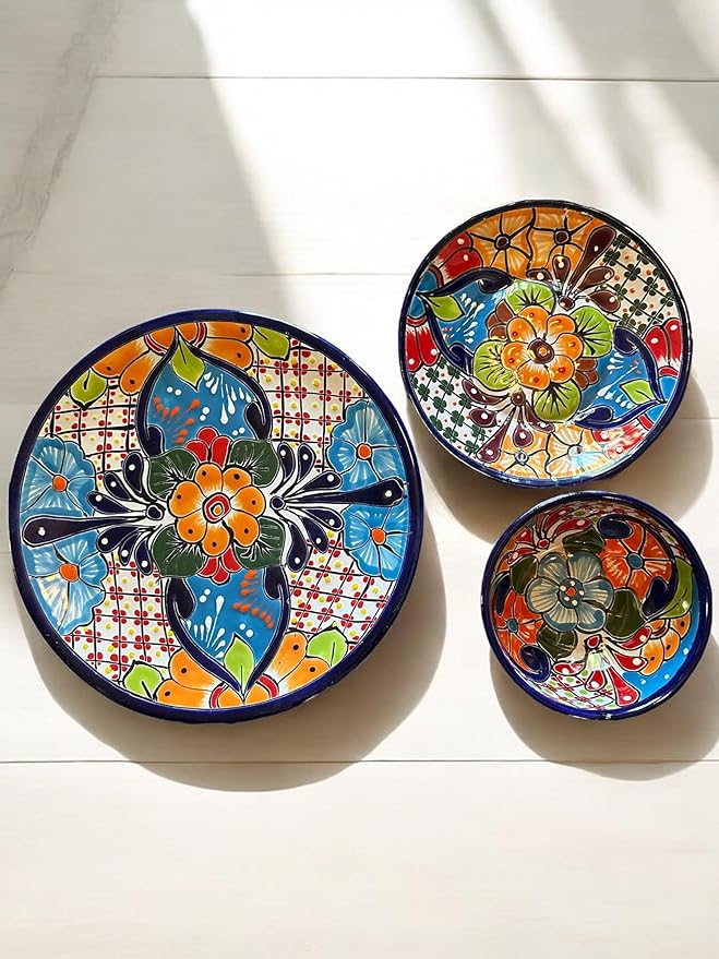 12 Piece Talavera Dinnerware Set | Handmade Mexican Pottery | Unique Floral Patterns
