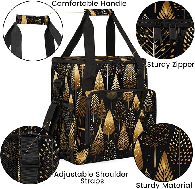 Trees Themed Coffee Maker Travel Bag for Keurig K-Mini/K-Mini Plus Insulated Waterproof Tote with Pockets for K-Cup Portable Single-Serve Brewer Case