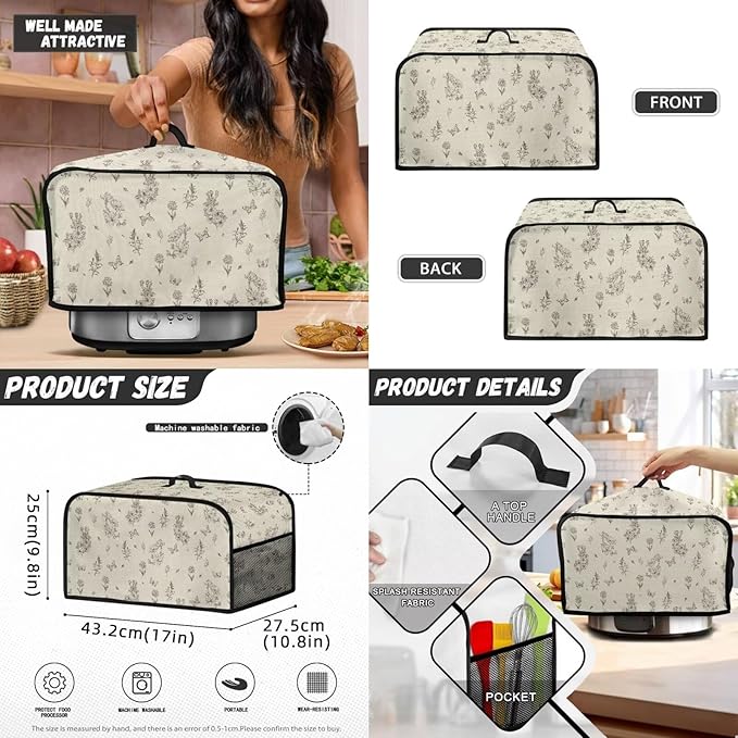 Appliance Covers for Kitchen Counter Butterfly Toaster Cover Flower Toaster Covers 4 Slice Wide Slot Blender Covers Washable Dust Cover Kitchen Appliance Covers Slow Cooker Cooker Cover