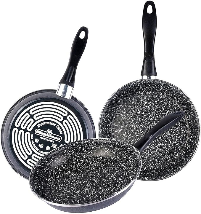 San Ignacio Kitchen Battery 5 Pieces Cassel Stainless Steel with pan Set (18/20/24 cm) MAGEFESA K2 Gransasso in enameled Steel