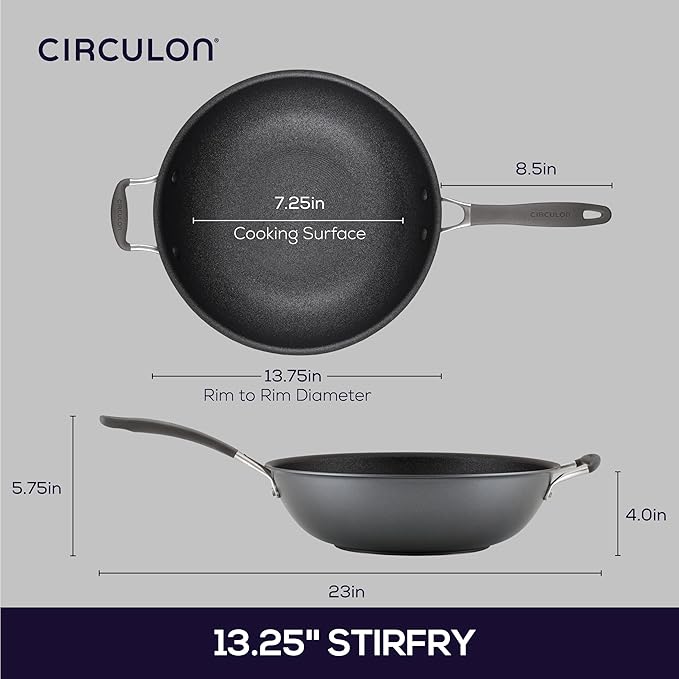 Circulon A1 Series with ScratchDefense Technology Nonstick Induction Stir Fry Pan 13.25 Inch Graphite