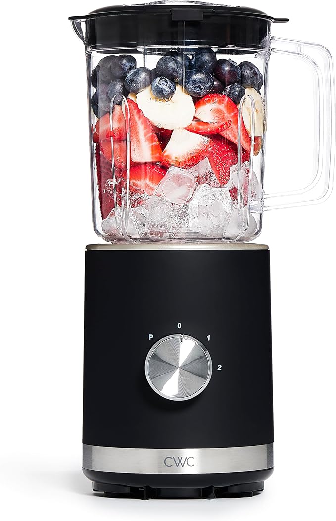 COOK WITH COLOR 300 Watt Blender: Powerful 2-Speed Control with Pulse 4-Tip Stainless Steel Blades 25oz (750ml) Jar and Skid-Resistant Feet Black