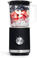 COOK WITH COLOR 300 Watt Blender: Powerful 2-Speed Control with Pulse 4-Tip Stainless Steel Blades 25oz (750ml) Jar and Skid-Resistant Feet Black
