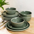 AmorArc Stoneware Dinnerware SetsRound Reactive Glaze Ceramic Plates and Bowls SetsHighly Scrath Resistant | Dishwasher &amp Microwave SafeService for 8 Dishes Set (24pc)