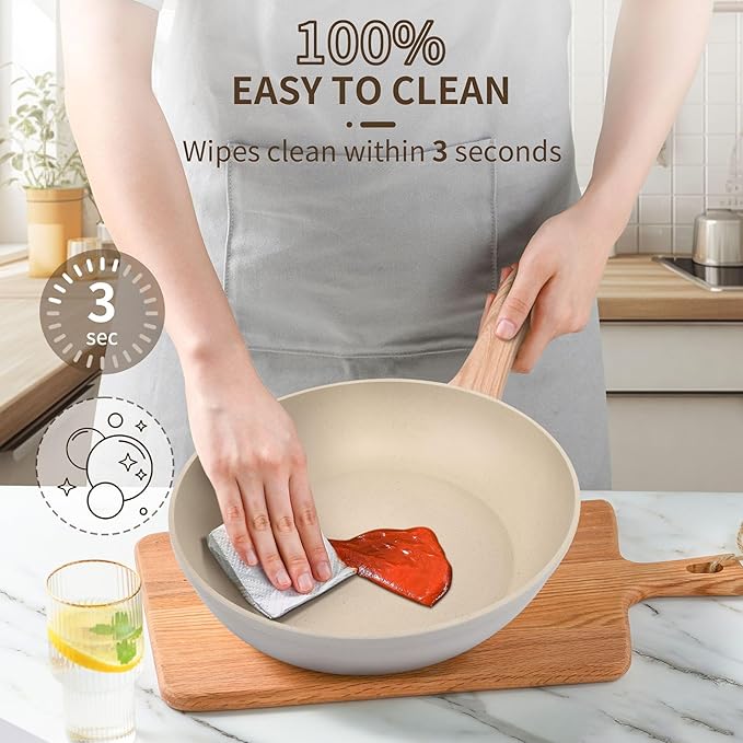 White13 Pieces Pots and Pans Set Nonstick Cookware Set Granite Cooking Set Kitchen Induction Cookware with Frying Pans Saucepans Steamer Silicone Tools Set