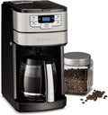 Cuisinart Automatic Grind &amp Brew 12-Cup Coffee Maker with Blade Grinder Programmable Coffee Machine Glass Carafe with 1-4 Cup Setting Brew Pause Grind-Off Option DGB-400NAS Black/Stainless St