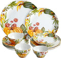 12-Piece Pumpkin Dinnerware Set Porcelain Plates and Bowls for 4 Microwave and Dishwasher Safe Chip Resistant
