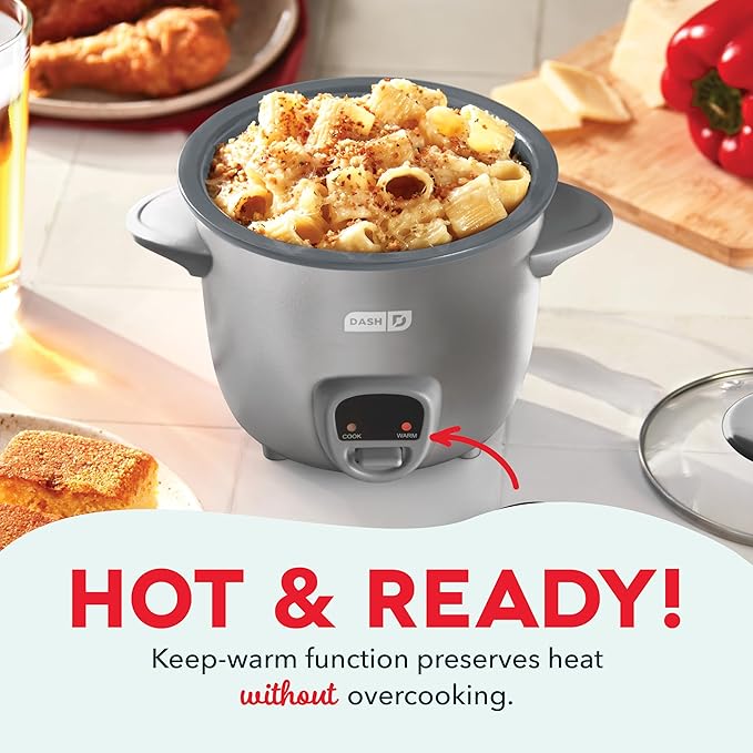 DASH Mini Rice Cooker Steamer with Removable Nonstick Pot Keep Warm Function &amp Recipe Guide .5 Quart for Soups Stews Grains &amp Oatmeal - Graphite