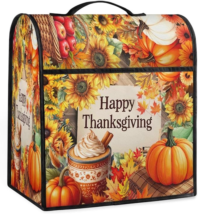 cfpolar Kitchen Aid Mixer Cover Compatible with 6-8 Quarts Thanksgiving Pumpkin Apples Stand Mixer Cover Kitchen Aid Mixers Accessories Appliance Organizer Bag Dust Covers with Zipper Pocket