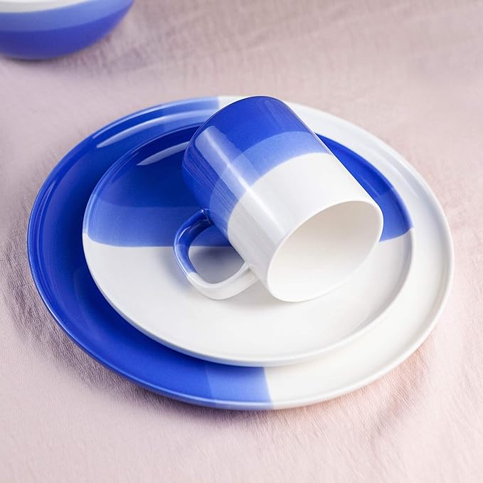 Ombre Dinner Plates Oia Blue - 10.25 inch Porcelain Plates Set Ceramic Plate Set of 4 - Ombre Dinnerware Collection - Oia Plates
