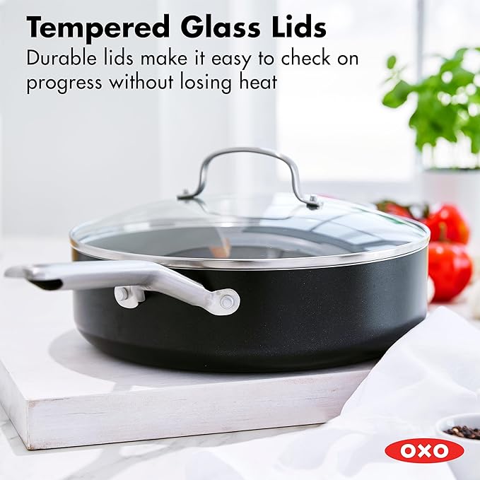 OXO Agility Series 10 Piece Cookware Pots and Pans Set Ceramic Nonstick PFAS-Free Induction SkilletsSaucepansLidsEven HeatingStainless Steel HandlesChip-Free RimsDishwasher &amp Oven SafeBl