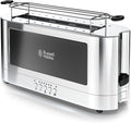 Russell Hobbs TRL9300BKR 2-Slice Glass Accent Long Toaster Black &amp Silver