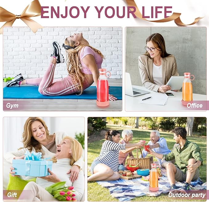 Portable Manual Food Blender Pink