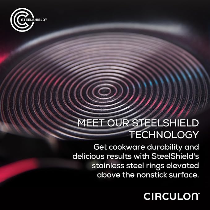 Circulon Stainless Steel Induction Cookware Set with SteelShield Hybrid Stainless and Nonstick Technology 6 Piece - Stainless Steel