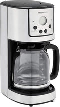Amazon Basics Programmable Coffeemaker with Carafe and Reusable Filter Stainless Steel 12 Cups Black