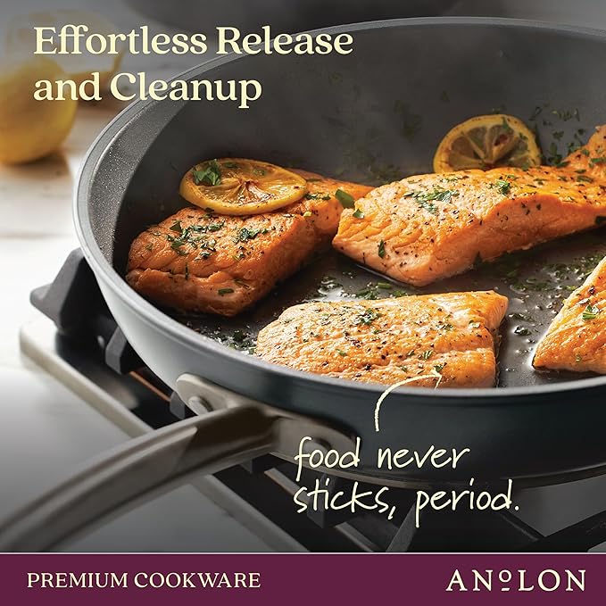 Anolon Accolade Forged Hard Anodized Nonstick Frying Pan/Skillet 8 Inch Moonstone Gray