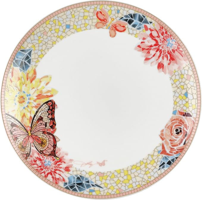 Dolly Parton 12 Piece Jeweled Mosaic Butterfly Dinnerware Set Porcelain Dinner Plates Salad Plates Bowls Service for 4 Microwave Dishwasher Safe