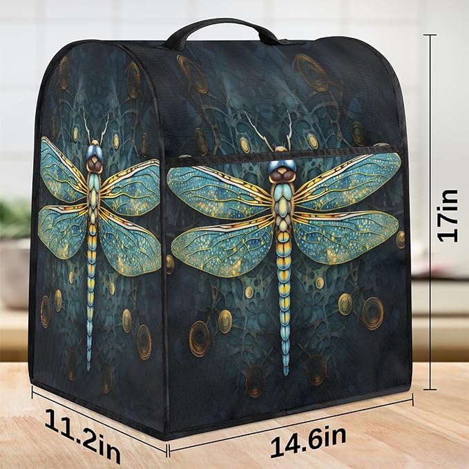 cfpolar Kitchen Aid Mixer Cover Compatible with 6-8 Quarts Animal Dragonfly Mandala Stand Mixer Cover Kitchen Aid Mixers Accessories Appliance Organizer Bag Dust Covers with Zipper Pocket
