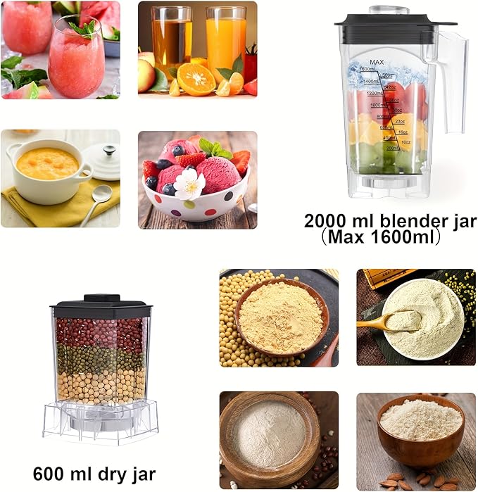 Digital Automatic Program Professional Commercial Blender Mixer Juicer Food Processor Ice Smoothies Fruit with 67.63oz JAR (2)