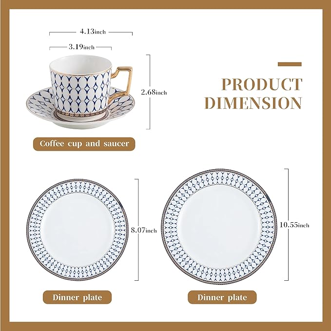 bone china dinnerware sets for 4 round dinner plate kitchen tableware dish set for dining include dinner and salad plate coffee cup set