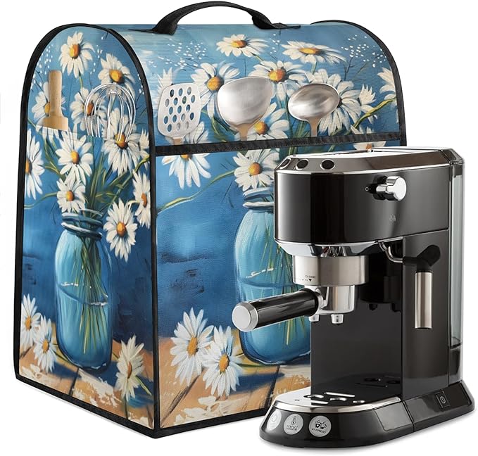 cfpolar Kitchen Aid Mixer Cover Compatible with 6-8 Quarts Daisy Oil Painting Flower Stand Mixer Cover Kitchen Aid Mixers Accessories Appliance Organizer Bag Dust Covers with Zipper Pocket