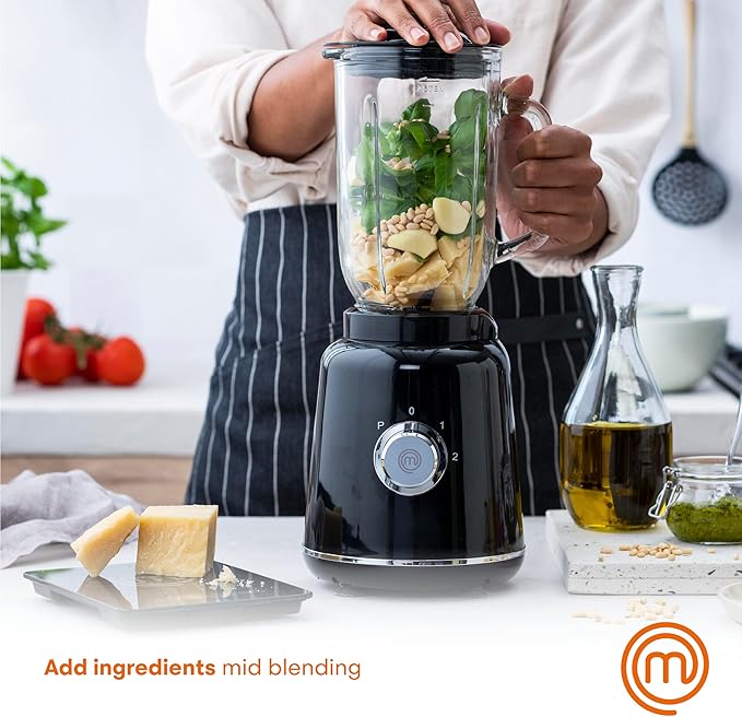 MasterChef Glass Blender for Shakes and Smoothies Milkshake Maker Frozen Drink &amp Margarita Machine For Fruit Juice with Ice Soup Sauces Food Puree etc Stainless Steel Blades 33oz 400w Bl