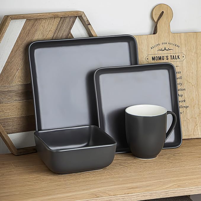 Stone Lain Amy Porcelain Dinnerware Set 24-Piece Service for 6 Gray