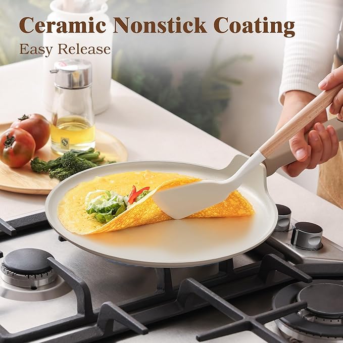 SENSARTE 20Pcs Pots and Pans Set Nonstick Ceramic Cookware Set Non Stick Non-toxic Healthy Kitchen Cooking Set Induction Compatible Dishwasher Safe PFAS/PTFE/PFOA Free TAUPE