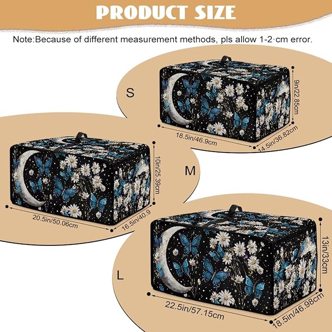 Buttefly Print Toaster Oven Cover for Kitchen Counter Decorative Daisy Moon Print Smart Microwave Oven Protector Dustproof Stain Resistant Bread Maker Cover Black