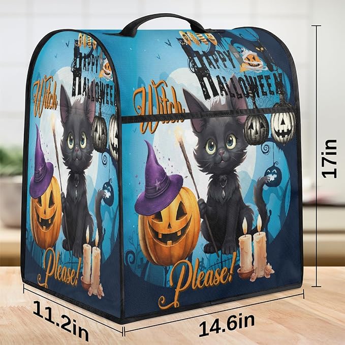 cfpolar Kitchen Aid Mixer Cover Compatible with 6-8 Quarts Halloween Pumpkin Cute Cat Stand Mixer Cover Kitchen Aid Mixers Accessories Appliance Organizer Bag Dust Covers with Zipper Pocket