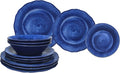 Le Cadeaux 12 Piece Luxury Melamine Dinnerware Set Service for 4 (Campania Blue)