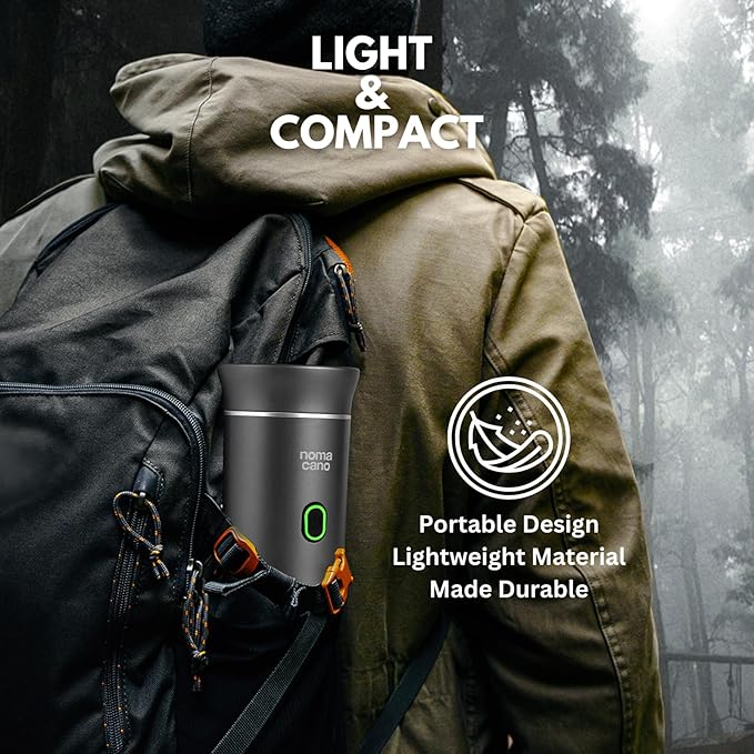Electric Portable Espresso Machine Travel Coffee Maker Instant Self-Heating with USB-C Extraction Pod System compatible with NS Capsule &amp Ground Coffee for Camping RV Hiking Office