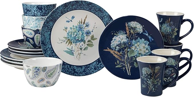 Certified International Bohemian Blue 16 pc Dinnerware Set Service for 4