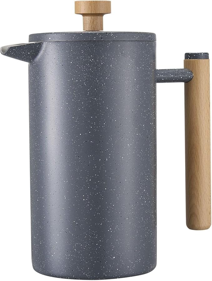 34 oz Stainless Steel French Press Coffee Maker Double Wall Insulated for Hot &amp Cold Brew with Precision Filter for Grounds-Free Coffee and Tea Dishwasher Safe