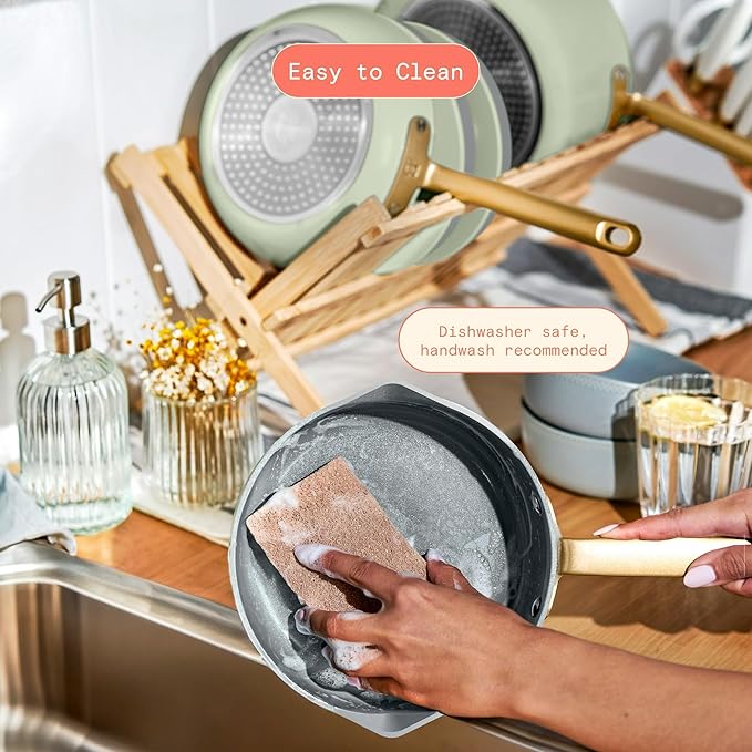 12-Piece Ceramic Non-Stick Cookware Set | Pots and Pans with Strainer Lids &amp Pour Spouts | Induction &amp Oven Safe to 500°F | PFOA-Free Stay-Cool Handles