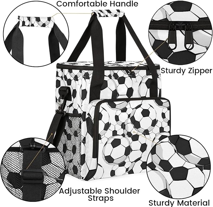 Soccer Ball Football Travel Coffee Maker Carrying Bag Large Organizer Storage Tote Bag Insulated Reusable Cooler Grocery Bags