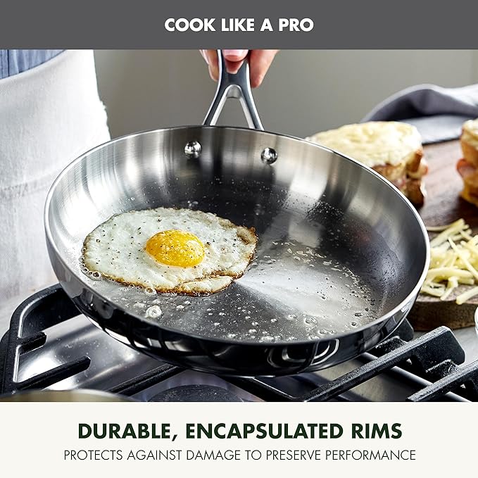 GreenPan Valencia Pro Tri-Ply Stainless Steel 10 Piece Cookware Set Induction Ready Pots &amp Pans Mirror Finish Dishwasher &amp Oven/Broiler Safe to 600F Compatible with All Cooktops
