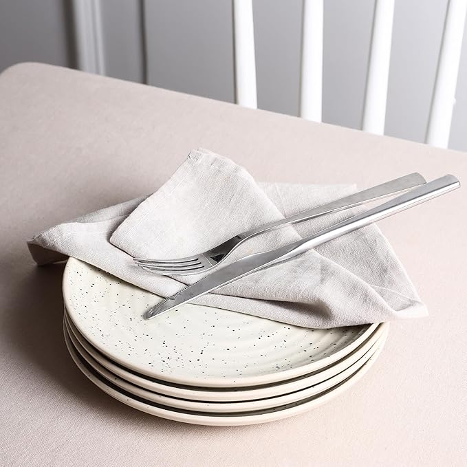 Stone Lain Dua 4-Piece Dinner Plate Set Stoneware White