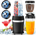 12-Piece Smoothie Blender Maker 25000 RPM Personal Blender for Ice Crushing Smoothies &amp Frozen Drinks Nuts with 23oz 32oz 37oz Portable Cups Two 6-Leaf Stainless Steel Blades Sand Black