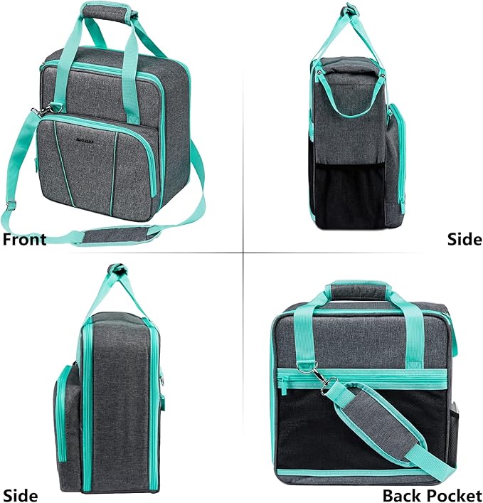 BAGSPRITE Coffee Maker Travel Bag Compatible with Keurig K-Mini or K-Mini Plus Single Serve Coffee Brewer Carrying Case with Multiple Pockets for K-Cup Pods Storage Bag With Shoulder Strap
